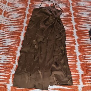 CONTENTA Elegant Brown Satin Dress